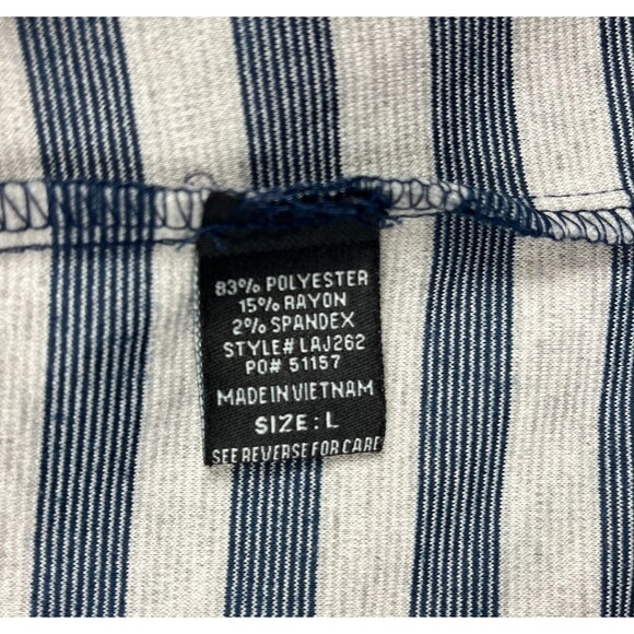 Knit Blazer Womens SZ LG Blue Stripes Gray Lightweight Preppy Trendy College - Picture 11 of 11